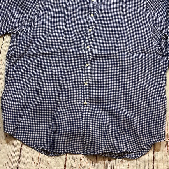 POLO Ralph Lauren Blue White Gingham Oxford Linen Button Down Shirt sz 4XLT - Picture 6 of 10